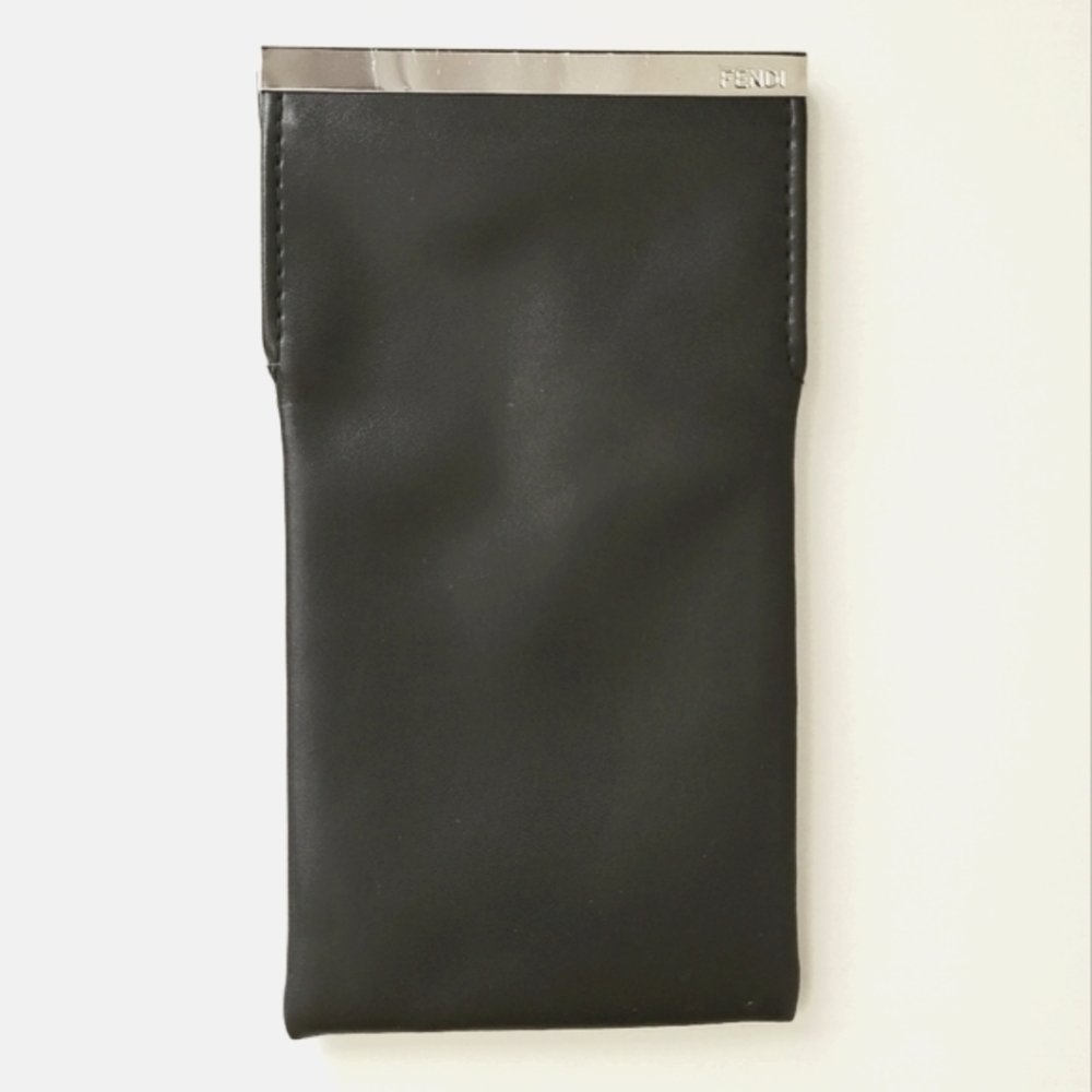Fendi Chrome genuine leather glasscase pouch magnetic closure